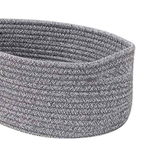 Kriitools Baskets To Store Organize Household Items/Cute Basket&Bin For Shelf Storage Woven Rope Basket For Living Room, Bedroom,Play Room/13X8.66X5.11’’ Cotton Rope,Durable&Stylish,Oval 3 Packs Gray #TOP1