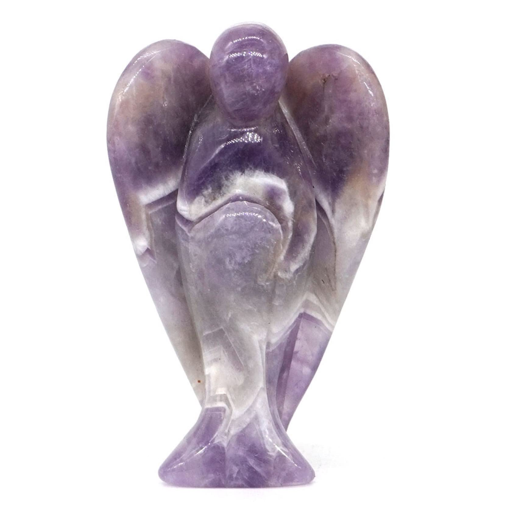natural luster Crystal Stone Angel Figurines Natural Gemstone Carved Sculpture Guardian Angles Ornaments Gemstones for Statue Home Decor 3(Color:Amethyst,Size:Approx. 3)
