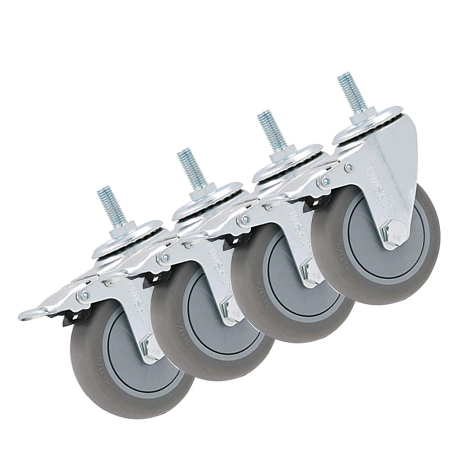 roulettes pivotantes Robustes de 75 mm (3 Pouces), roulettes à Tige avec Freins, roulettes pour Meubles, idéales pour déplacer Un Porte-Fleurs ou Un canapé, Lot de 4.