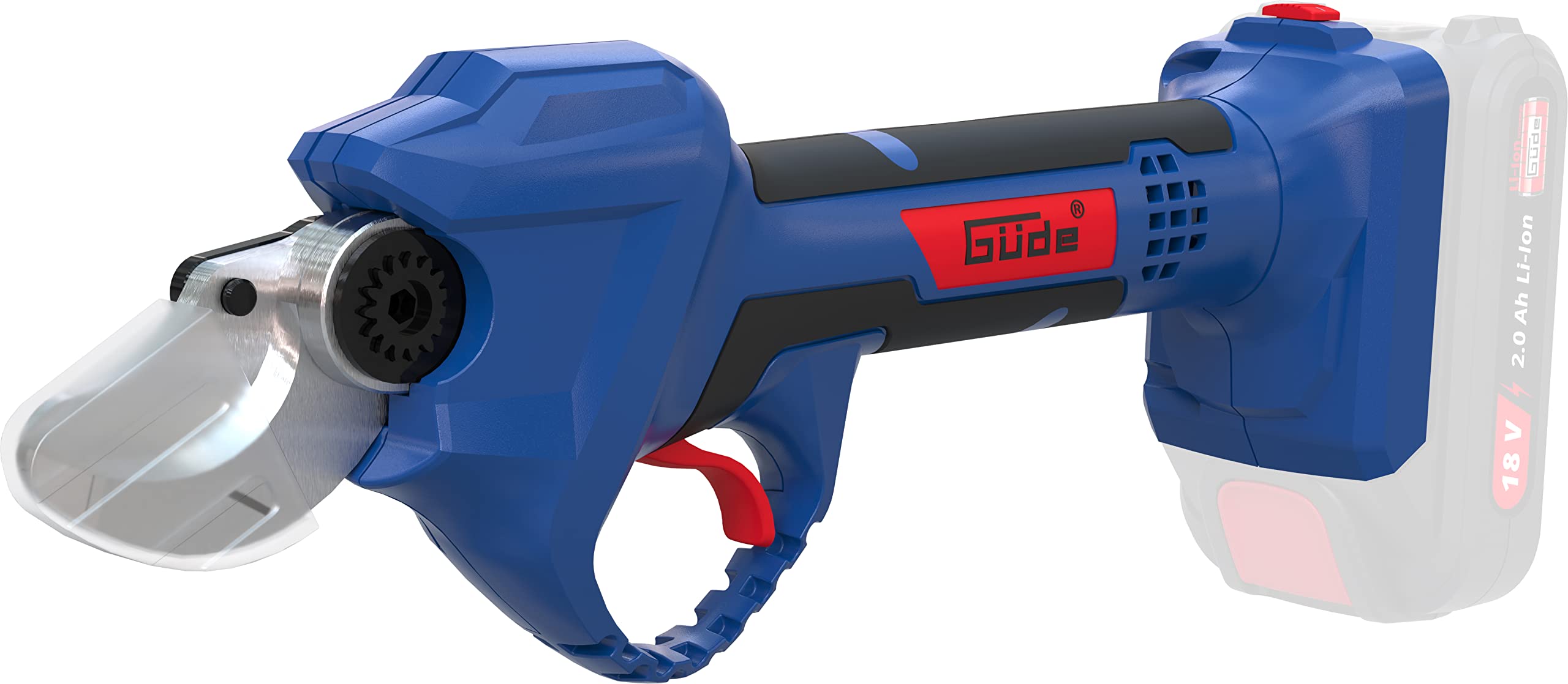 Güde Akumulatorowe nożyce do gałęzi ASC 18-0 (Easy-Energy-Exchange Brushless Series, litowo-jonowe, 18 V, do 30 mm grubości gałęzi, wysokiej jakości ostrza obejściowe, wyłącznik bezpieczeństwa, bez