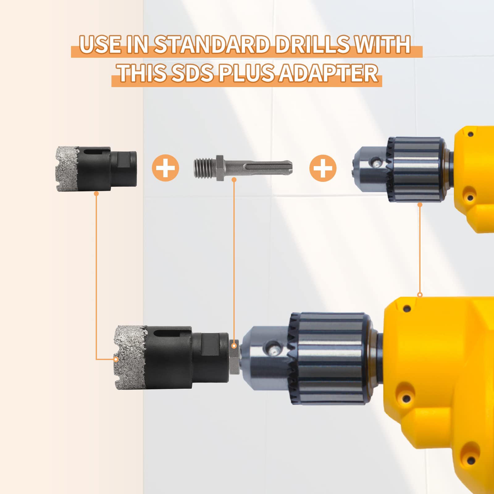 cprosp 2x M14 Adattatore per Trapano Diamantato, SDS Plus e Triangle Esagonali