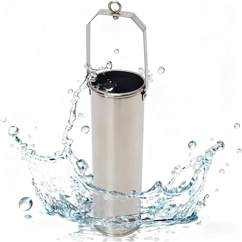 Water Sample Dipper Swing Sampler,Thicken Stainless Steel Water Sampling Dipper Rod Pendulum Beaker for Lake River Wellhead Reservoir,7.6×38.5cm(1000ml)