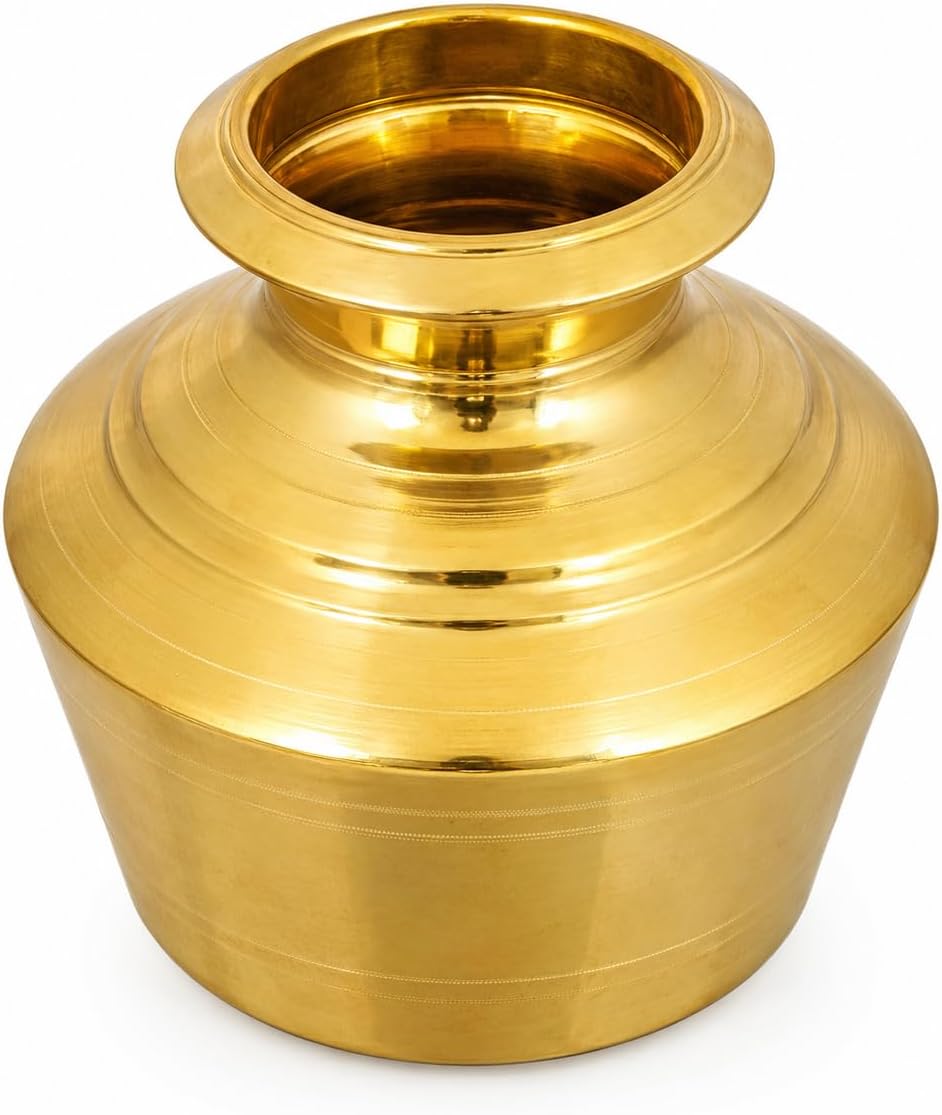 Subaa Brass Kudam, Heavy Gauge, Durable, Traditional Brass Vessel for Pooja, Water Storage & Daily Use (5 Liter)