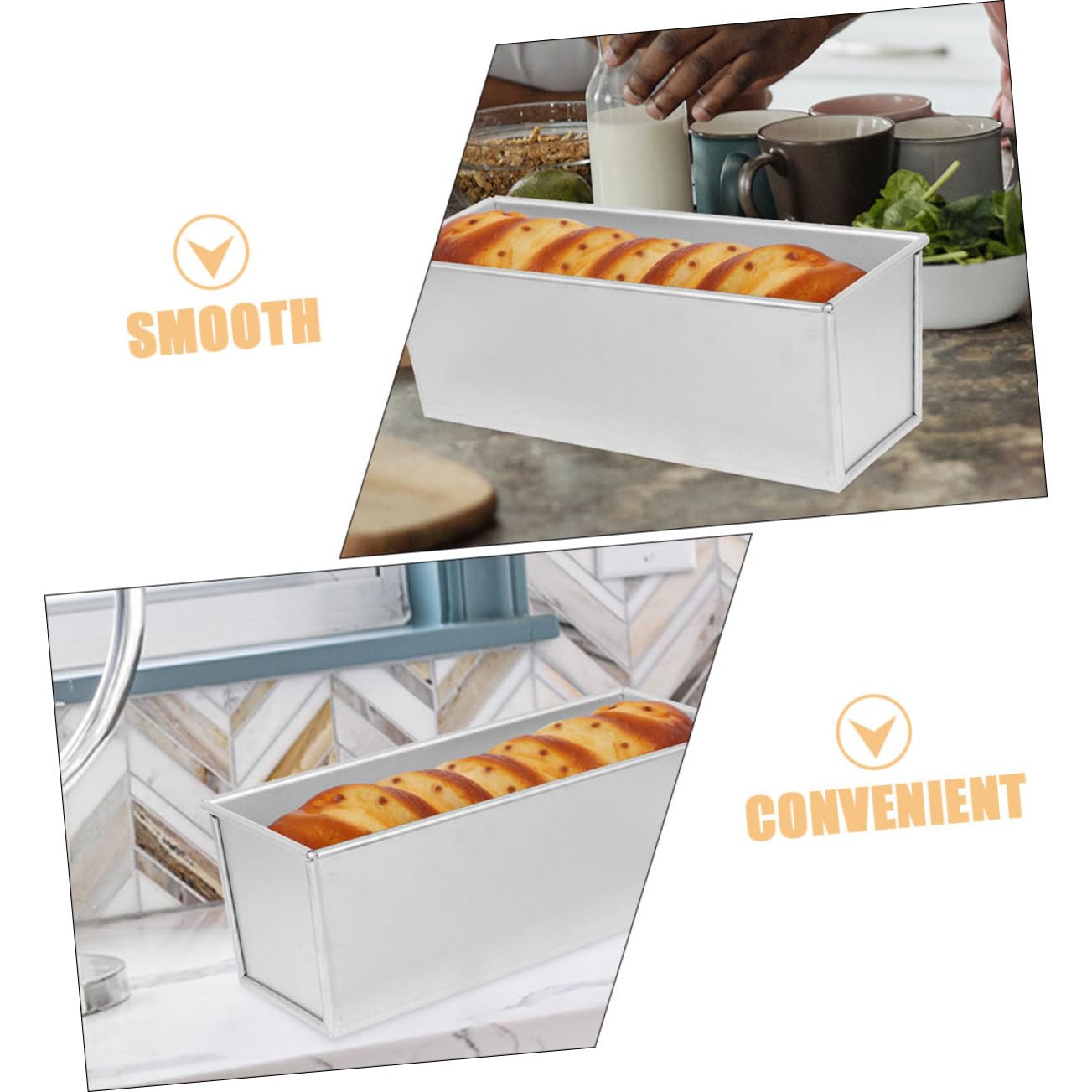 GLEAVI Teglia per Pane Tostato in Lega di Alluminio Antiaderente con Coperchio e Copertura Scorrevole, per Cottura e Toast