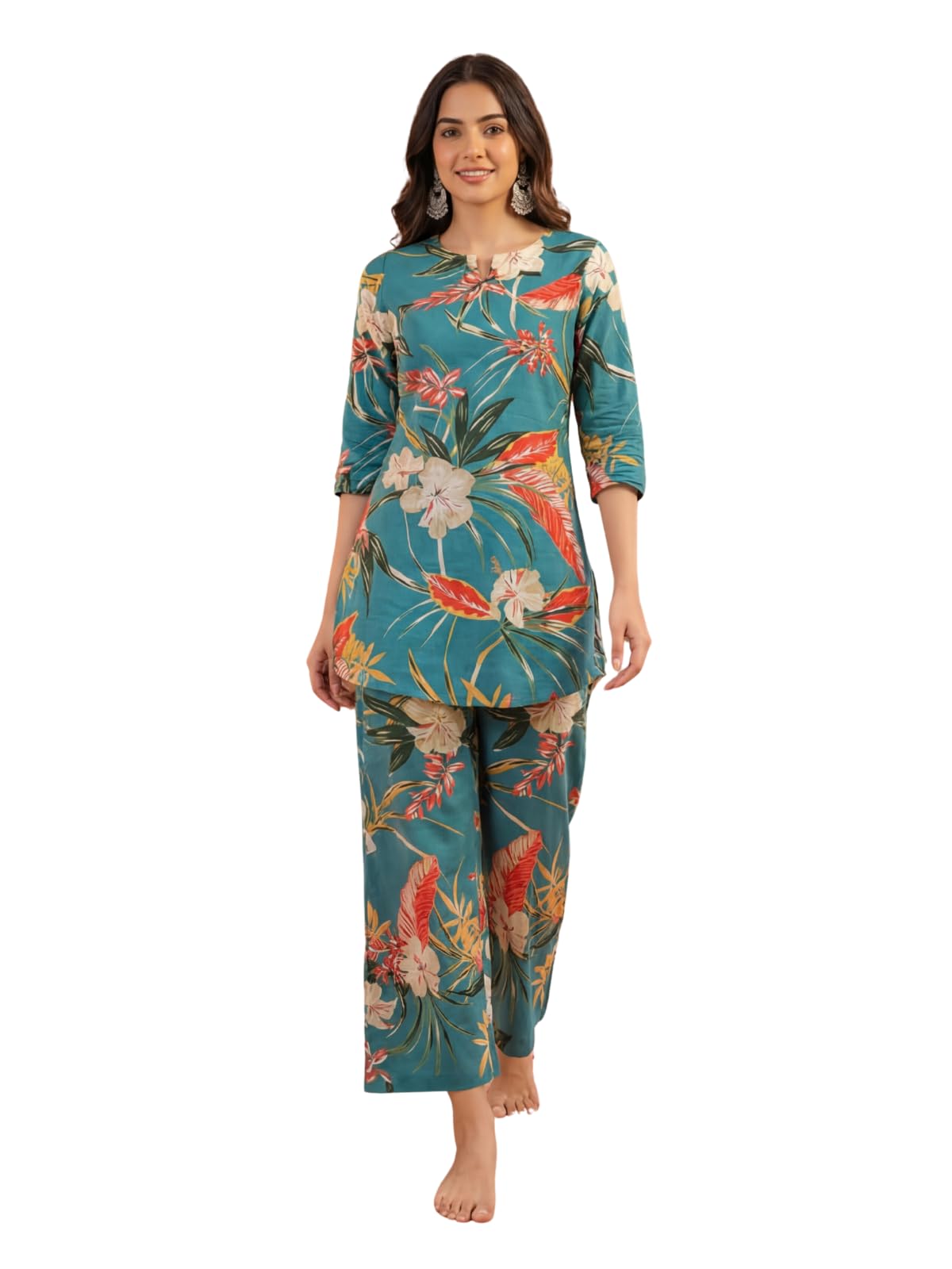 leriya fashion Co-ord Set For Women Stylish | Kurta Sets for Woman | Kurtis | Short Kurti For Women Latest | Dress For Woman | 3/4 Sleeve Printed Ethnic Co Ord Set-picture-54
