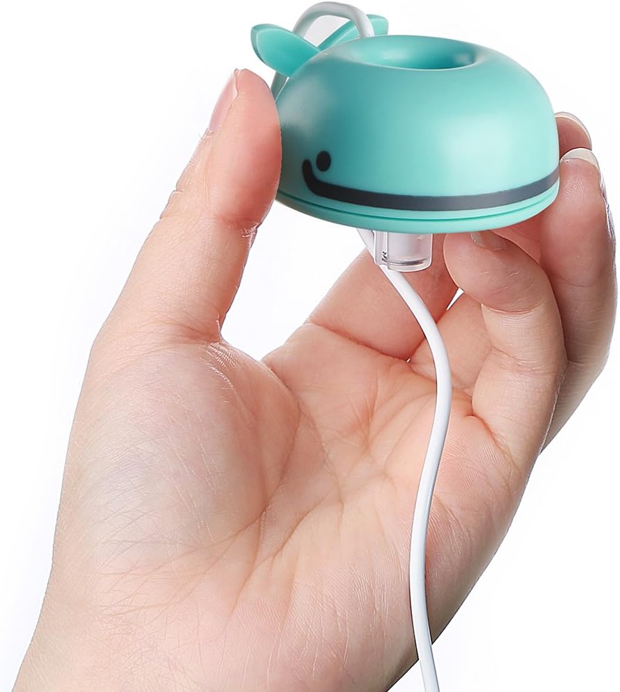 HM-03 Ultra Portable Cool Air Humidifier with USB Cable for Office Home Travel - Cute Whale Shape - Put It Into a Cup with Water, Plug in USB Cable, It Offers You Fresh Mist Air - Mini Ultrasonic Mist Air Humidifier (Blue)