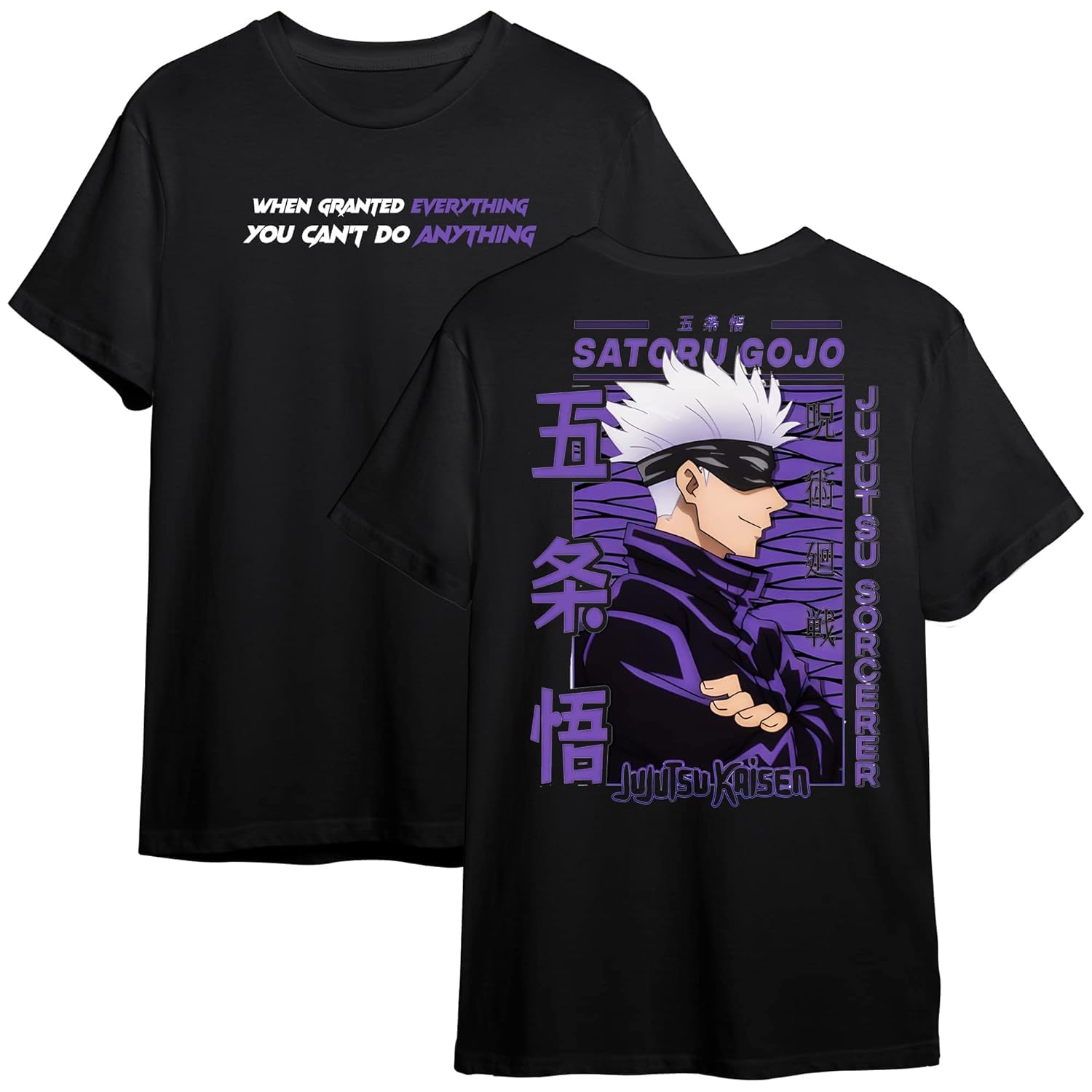 Anime t Shirt for Men and Women Regular fit Jujutsu Kaisen t Shirts Round Neck gojo satoru Tshirt Black Half Sleeves Pure Cotton-image-29