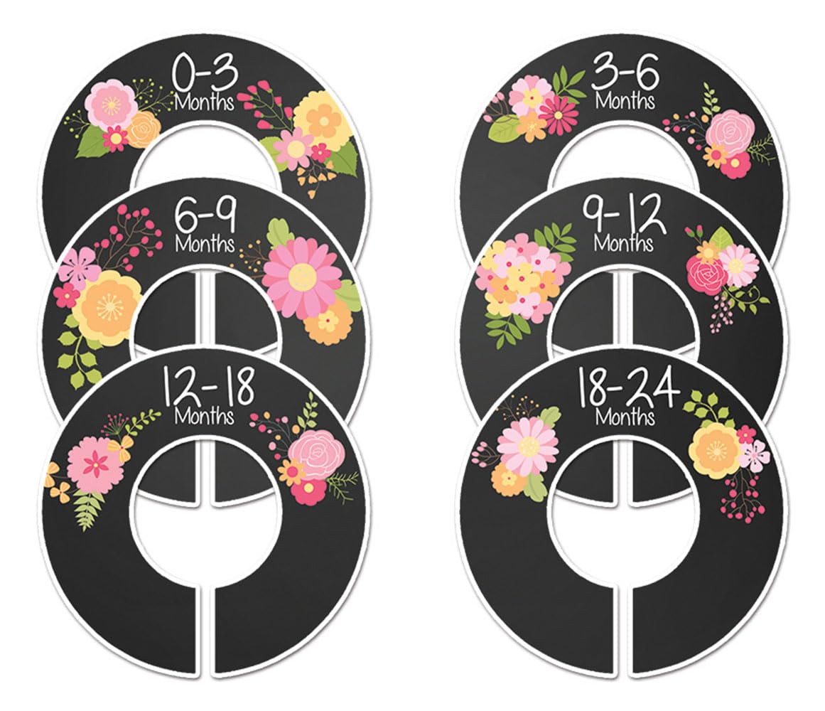 Closet Doodles Flowers Baby Clothing Dividers - Set Of 6, Fits 1.25-inch Closet Rods, C191 Design - View #4