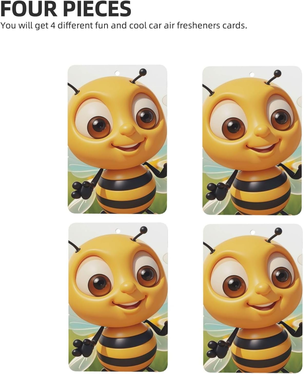 Honey bee Car Air Fresheners Cards Set of 4 Pieces, Long-Lasting Auto Aromatherapy Tablets Gifts Car Rearview Mirror Pendant Hanging Scented Cards for Wardrobe Bathroom image 2