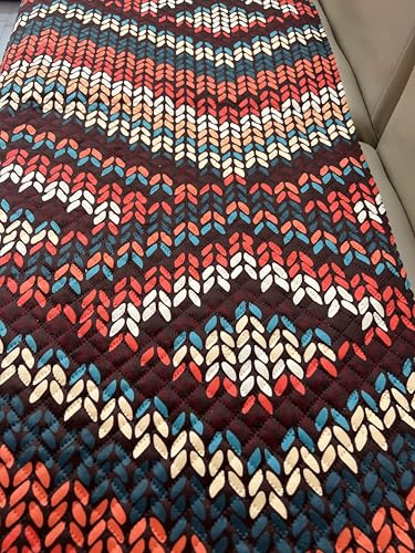 Image of JAPA Red-Black Chevron Weave Quilted Velvet L-Shape Seat-Only Sofa Cover for 3+2 Seater - Non-Slip Washable Daily Use Sofa Protector, Luxury Sofa Mat for Living Room