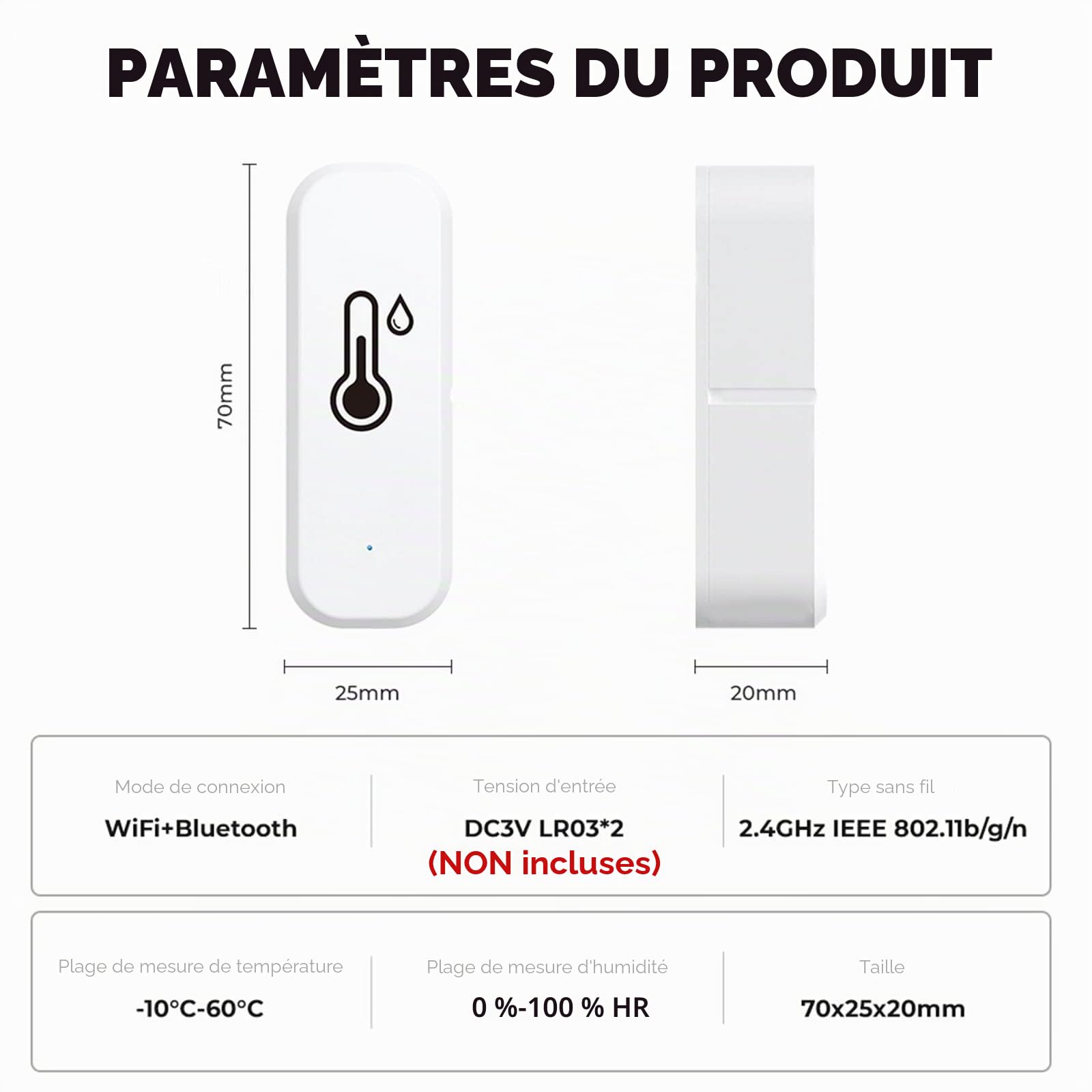 SPORTARC pour Tuya Lot de 10 capteurs de température et d'humidité sans fil WiFi pour serre domestique