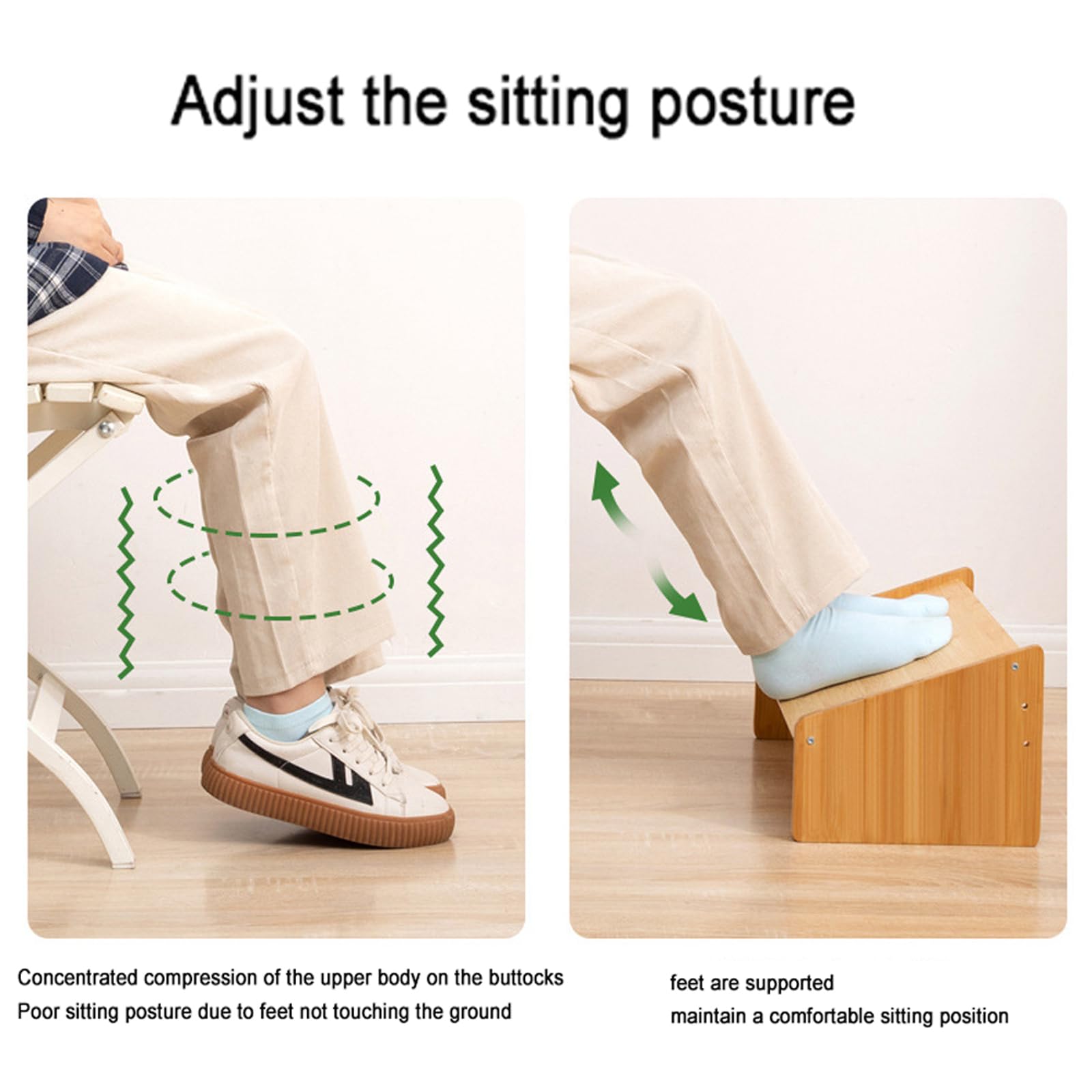 Sgabello Poggiapiedi in bamboo,Regolazione dell'altezza a 3 velocità,Poggiapiedi sotto scrivania ,Poggiapiedi per Ufficio scrivania,Poggiapiedi Ergonomico Da Scrivania,Per La Casa,l'Ufficio