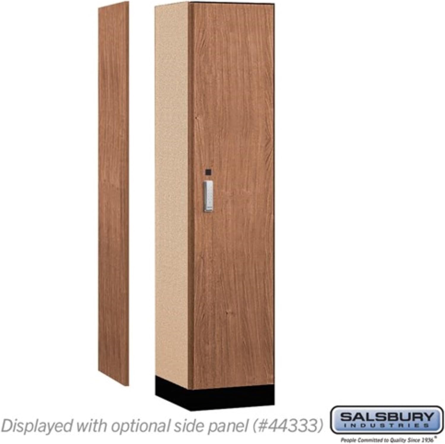Salsbury 18" Wide Premier Wood Locker-Single Tier-1 Wide-6 Feet High-18 Deep-Red Oak-Silver Electronic Locks
