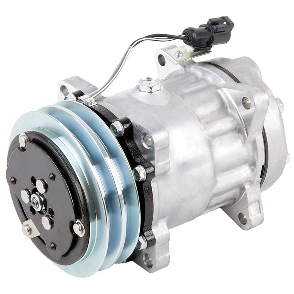 AC Compressor & 132mm Double V-Belt A/C Clutch Replaces Sanden SD7H15 HD 4497 4704 12v - BuyAutoParts 60-02091NA NEW