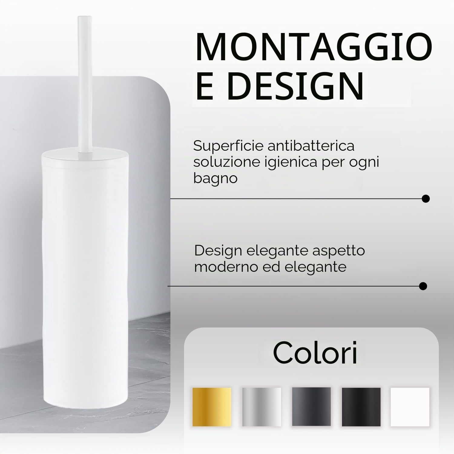 Scopino WC Sospeso, Scopino WC a Parete Senza Foratura - per Hotel, Appartamenti, Ville e Spazi Pubblici - Accessori per il Bagno - Cromo Argento