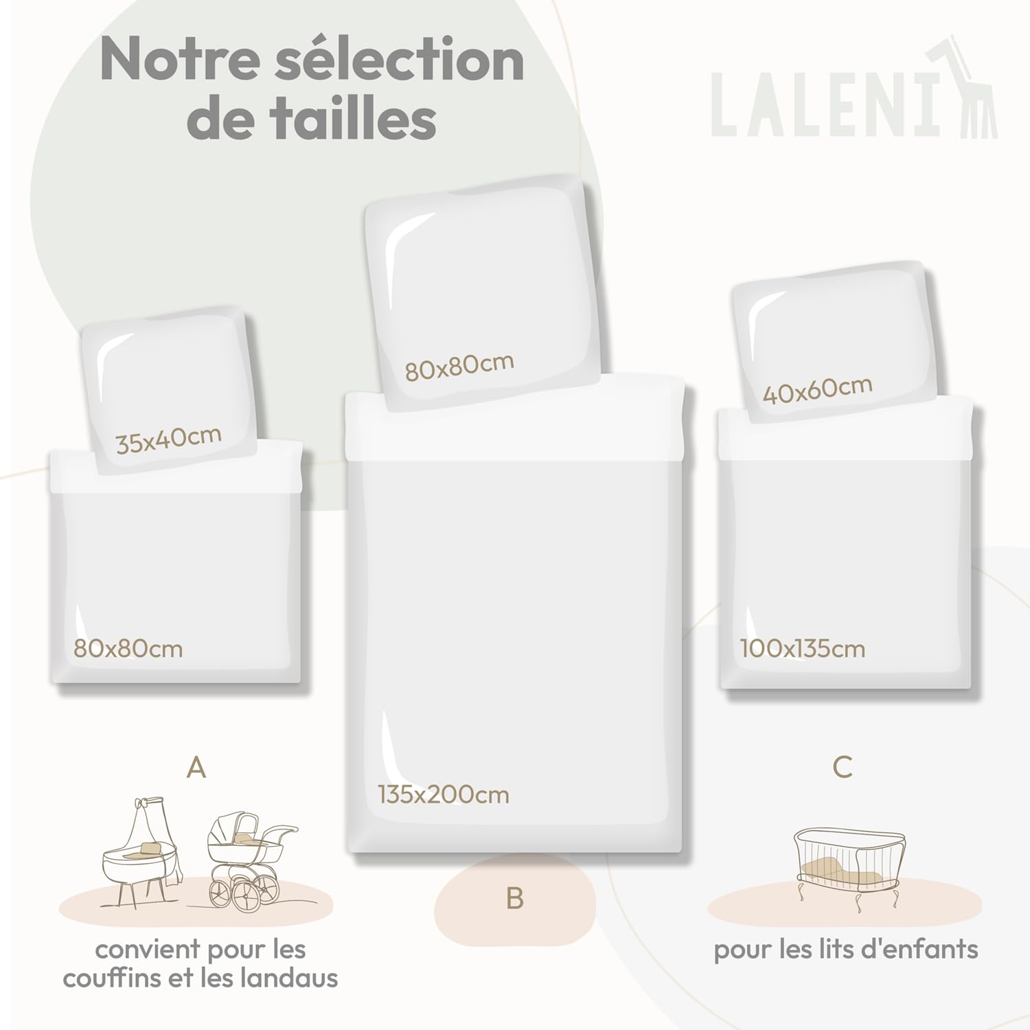 Laleni Linge de lit Enfant 100x135 cm en Coton | Mousseline Oeko-TEX certifié Linge de lit été Vert 40x60 taie d'oreiller
