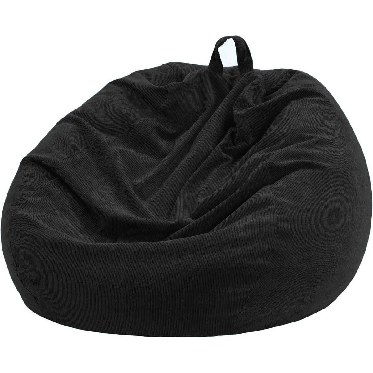 Nobildonna 3 ft Bean Bag Chair Cover (No Filler) 35"×43" Large Stuffed Animal Storage Bean Bag Washable Big Beanbag Chair Cover Premium Corduroy Stuffable Bean Bag Cover for Adults,Kids,Black 300L