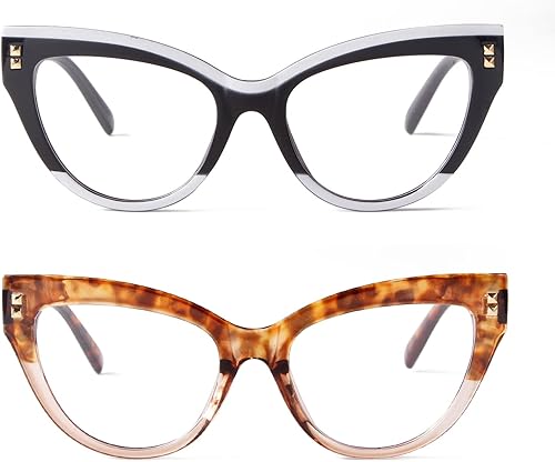 KFPH Cateye - Lentes de bloqueo de luz azul marcos de anteojos de moda lentes transparentes anti rayos UV para mujer