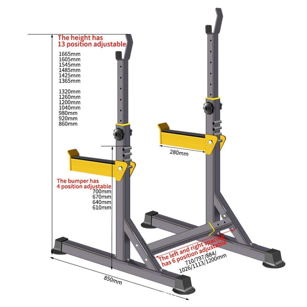 ERoomQ Barbell Squat Rack Stand Adjustable Height Solid Steel Bench Presses Multi-Function Barbell Rack Stand Adjustable Dumbbell Squat Rack Stand Weight Bench Home Gym