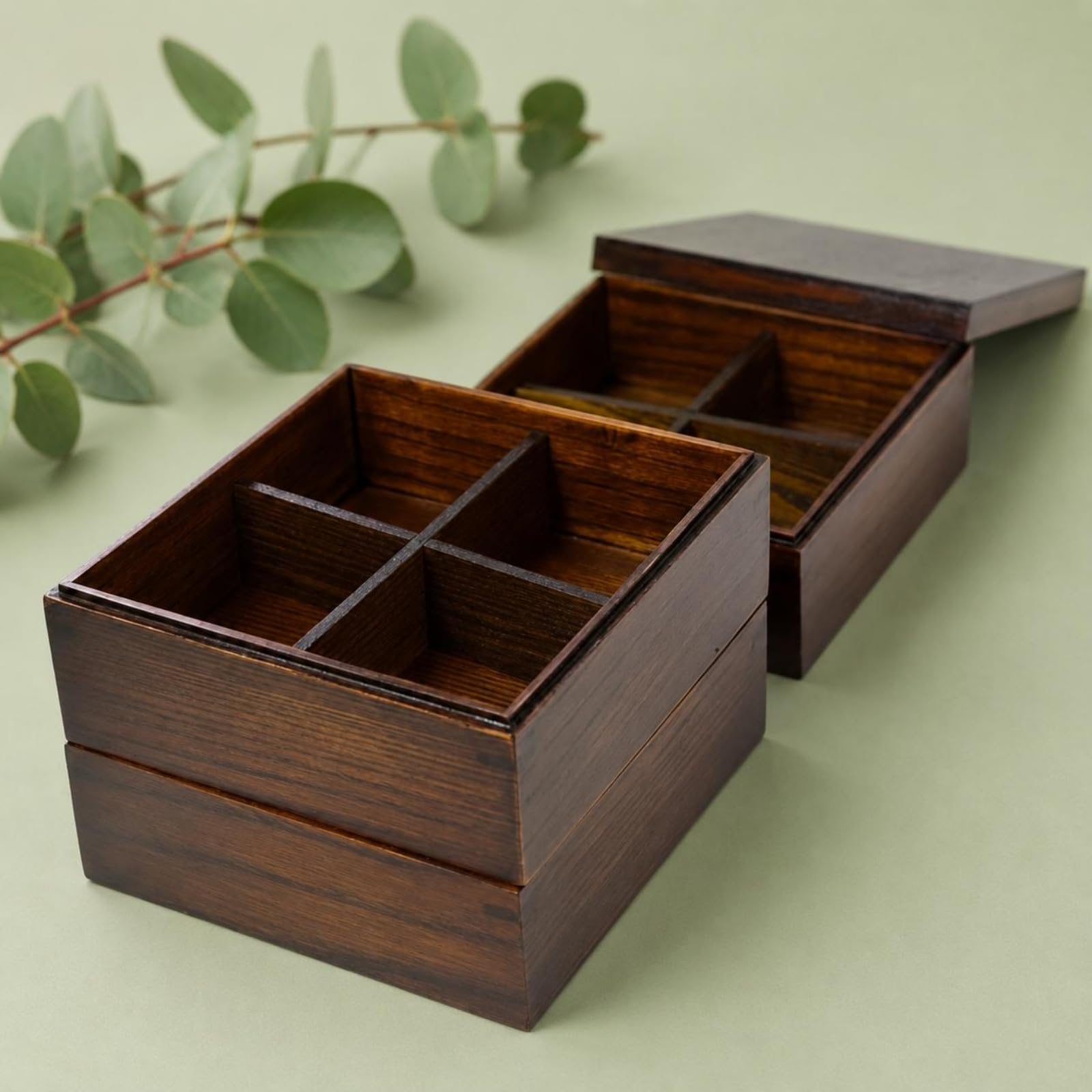 Boîte Bento Bois sans BPA Boîte Repas Japonaise Bois Double Couche