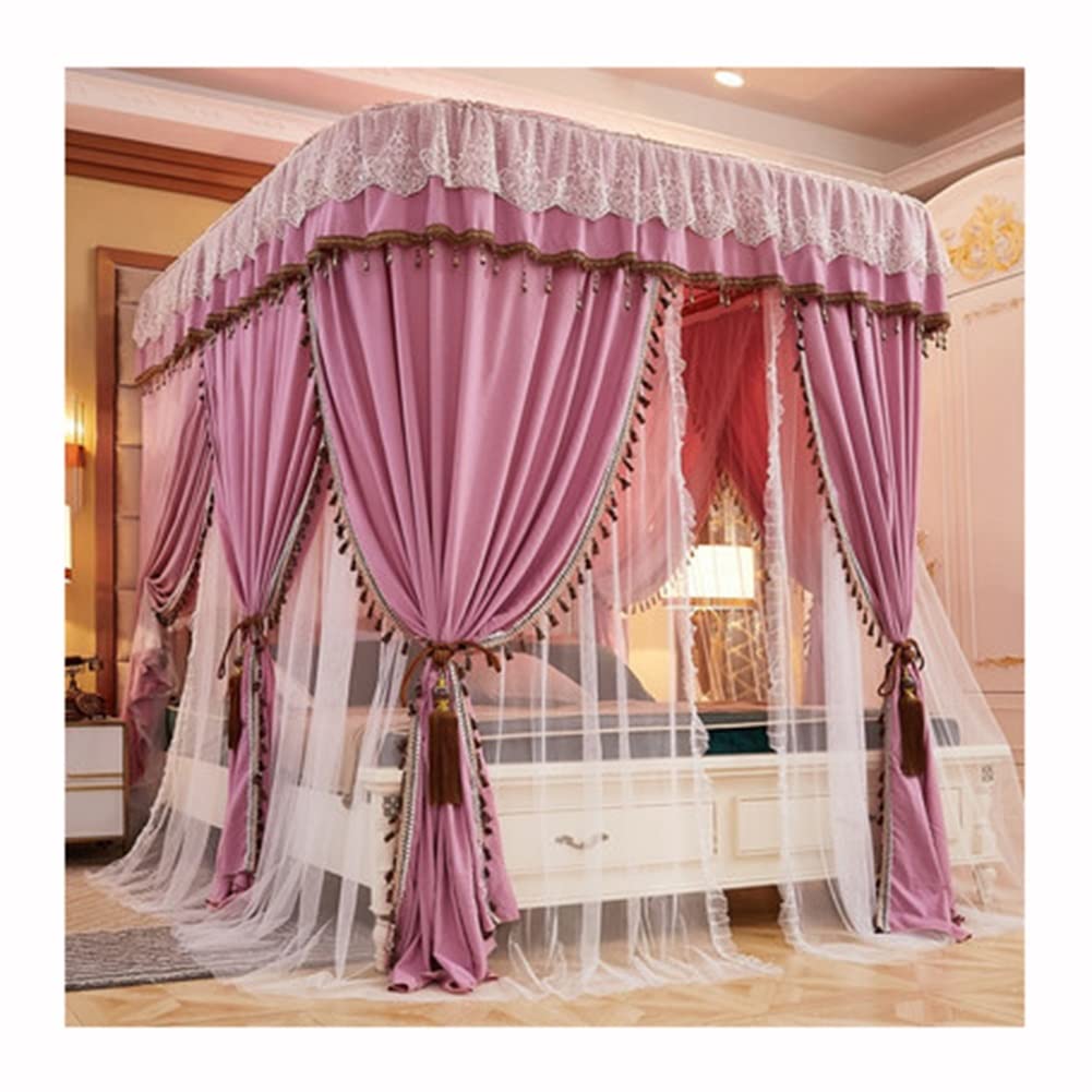 Moustiquaire pour auvent de lit double anti insecte rail en U rose