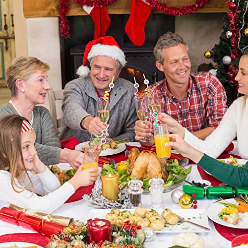 Bkeecten 24Pcs Christmas Party Favors Xams Drinking Straws Snowflakes Plastic Reusable Straw With 2 Pcs Cleaning Brushes Xmas Gifts For Kids Winter Holiday Birthday Classroom Party Decoration Supplies #TOP5