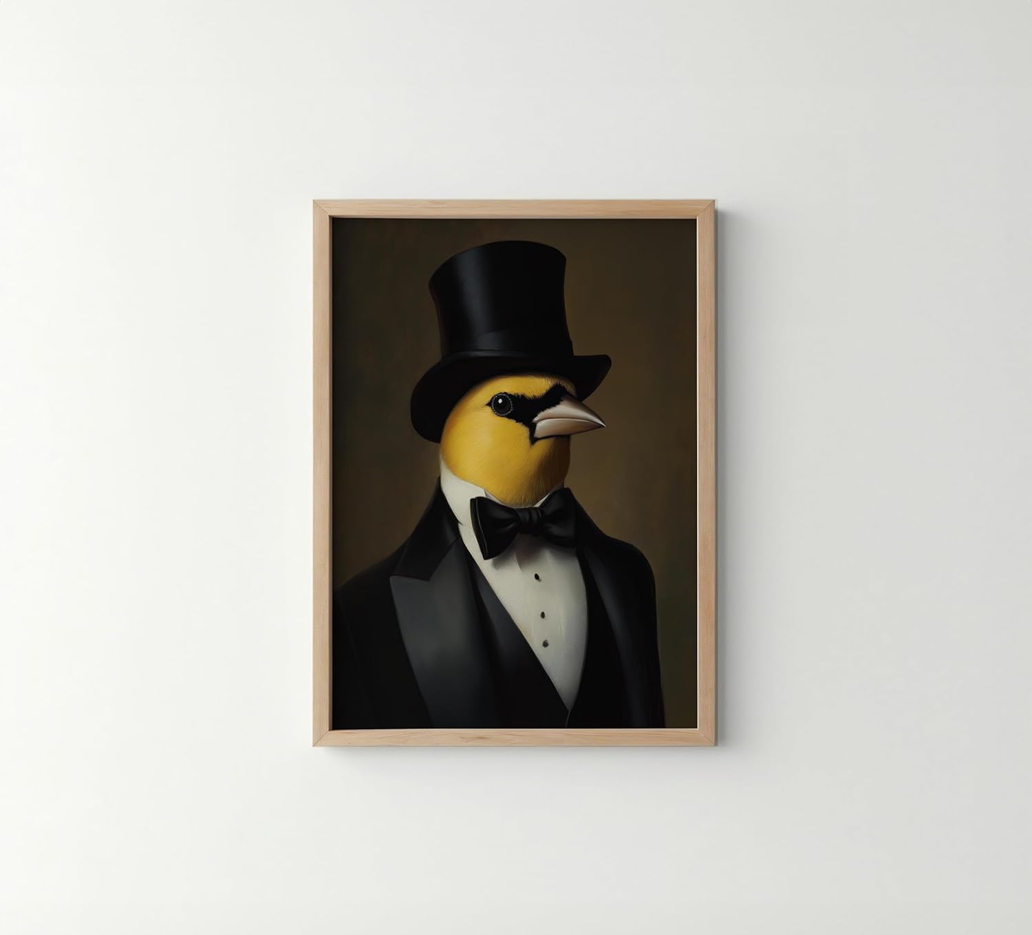 Downy Woodpecker in Tuxedo Poster Art Print, Bird Portraits Humor Wildlife Artwork Wall Art for Bedroom, Living Room Decor Prints Gallery 138 (Downy Woodpecker, 16 x 20 inches, Black Frame)