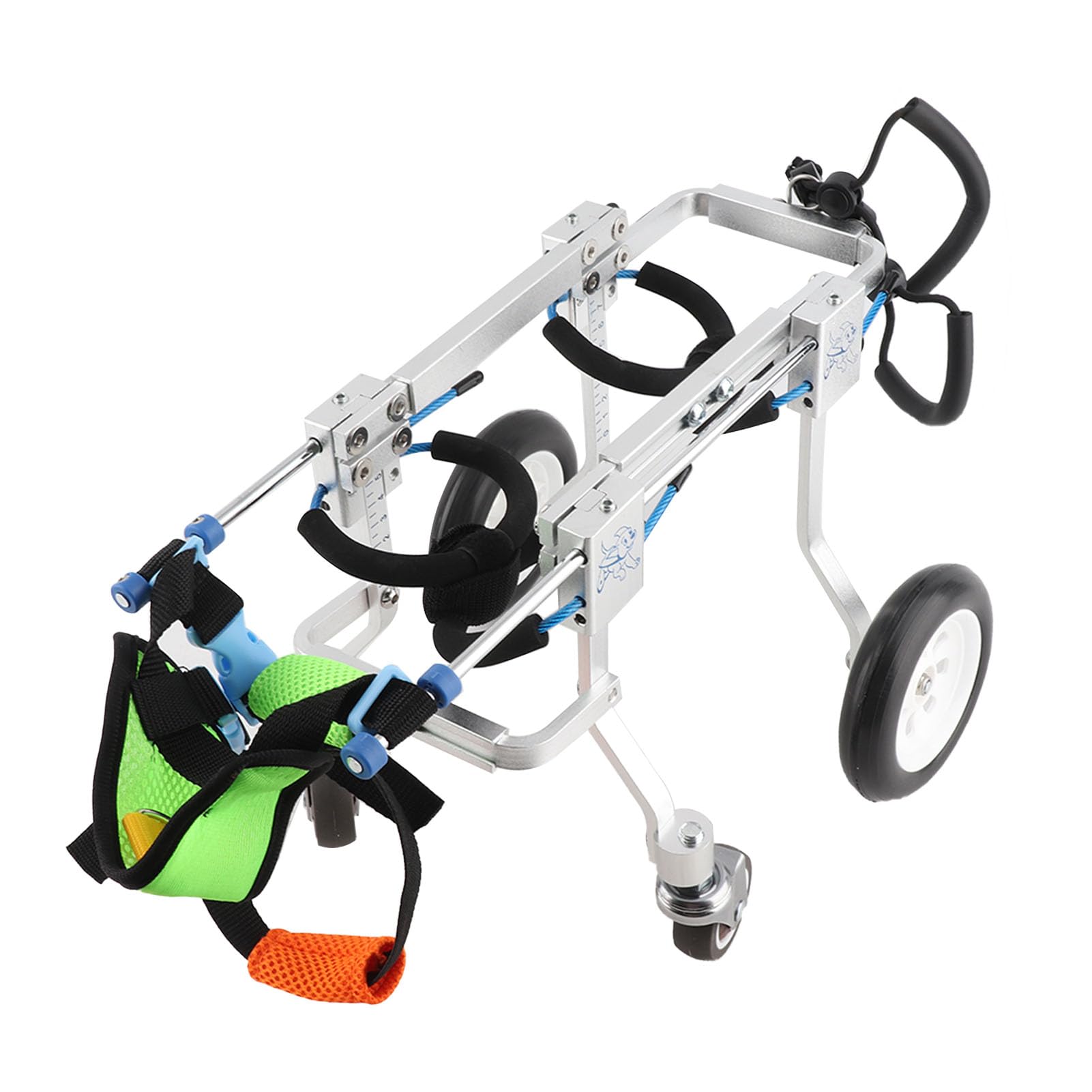 Cryfokt Silla de Ruedas Ajustable para Perros para Mascotas Paralizadas Asistente de Paseo de Aluminio Ligero para Rehabilitación 4 Ruedas