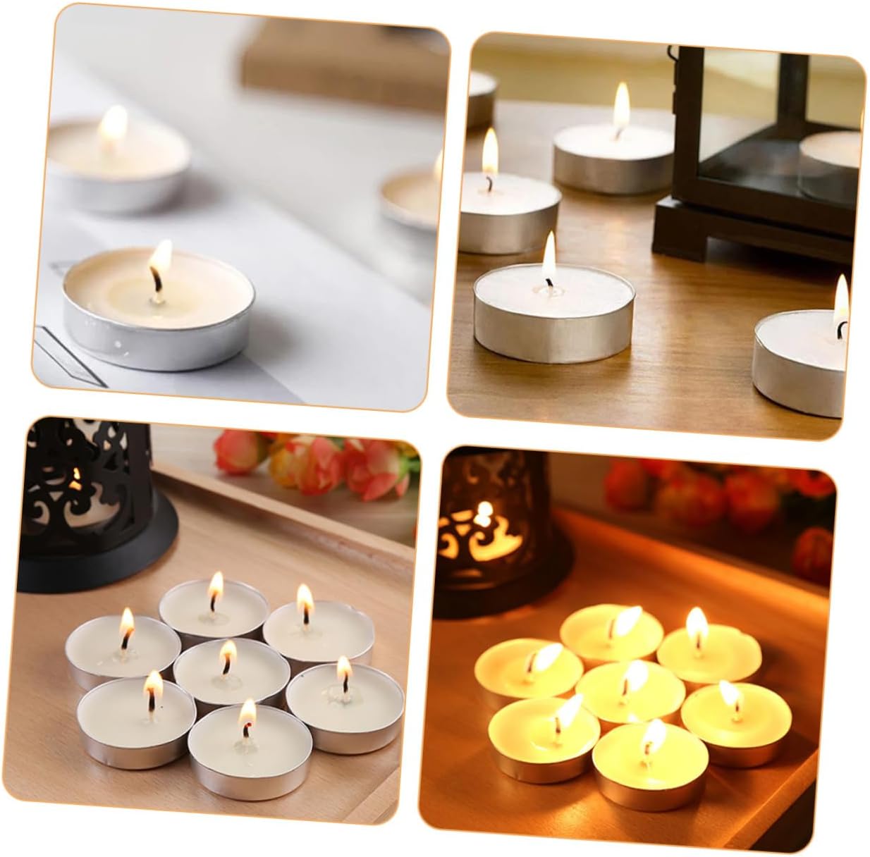 100pcs White Paraffin Tea Light Candles Extended Duration Round Tealight Candles for Wedding and Banquet Decorations Compact Unscented