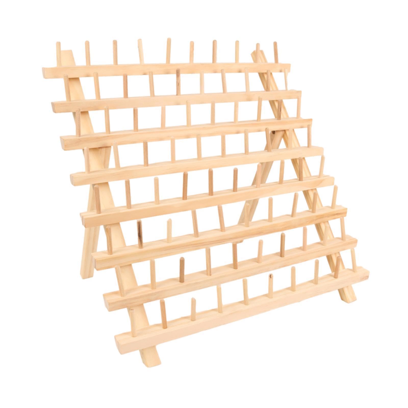 Colcolo Estante de Hilo de Madera con Ganchos para Colgar, portátil, de fácil instalación, Estable, para Accesorios de Costura, Organizador de Soporte de Hilo, 80 Carretes