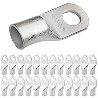 Vista 263 de SELTERM 25 piezas de lengüetas de cable de batería de cobre estañado de grado marino de 2/0 AWG de 3/8 pulgadas, terminales de anillo de calibre 00
