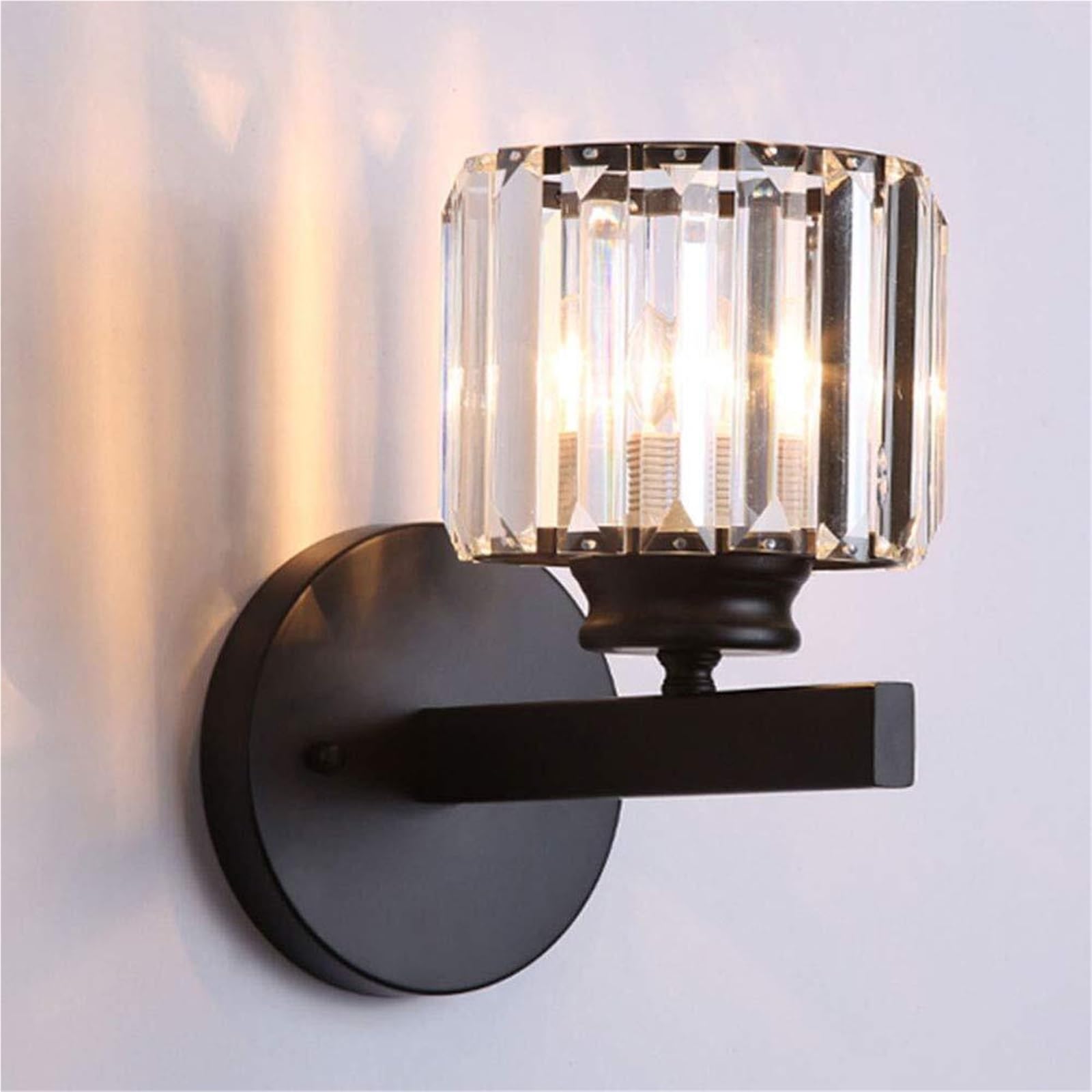 SXSCARKX Crystal Wall Lights Sconce Modern Decorative Light Bedside Lamp Home Glass Lampshade for Living Room Corridor E27 Fixtures(D)
