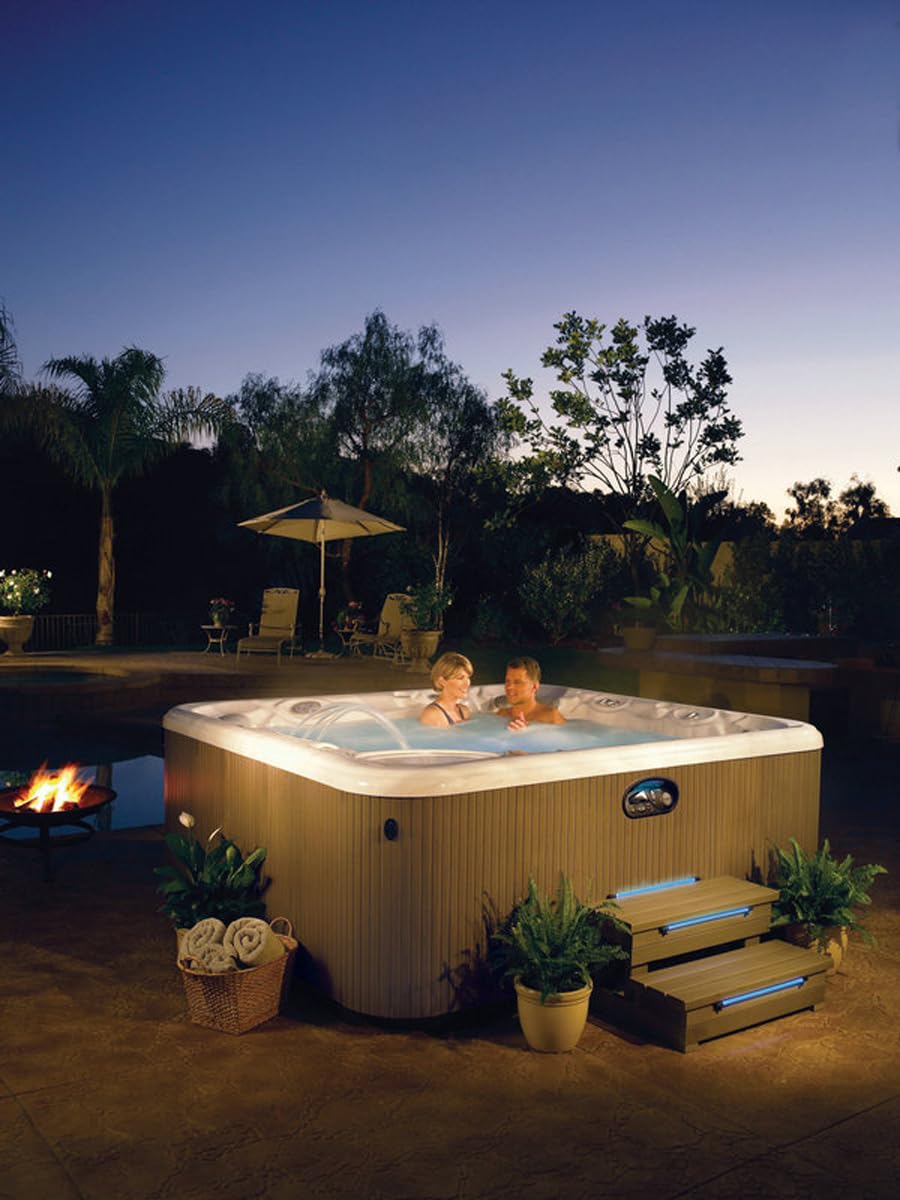Escalones de spa de 2 escalones con peldaños antifatiga – Escalera resistente de 800 libras para bañera de hidromasaje, cubierta de piscina, antideslizante para caravana y bañera de interior/exterior