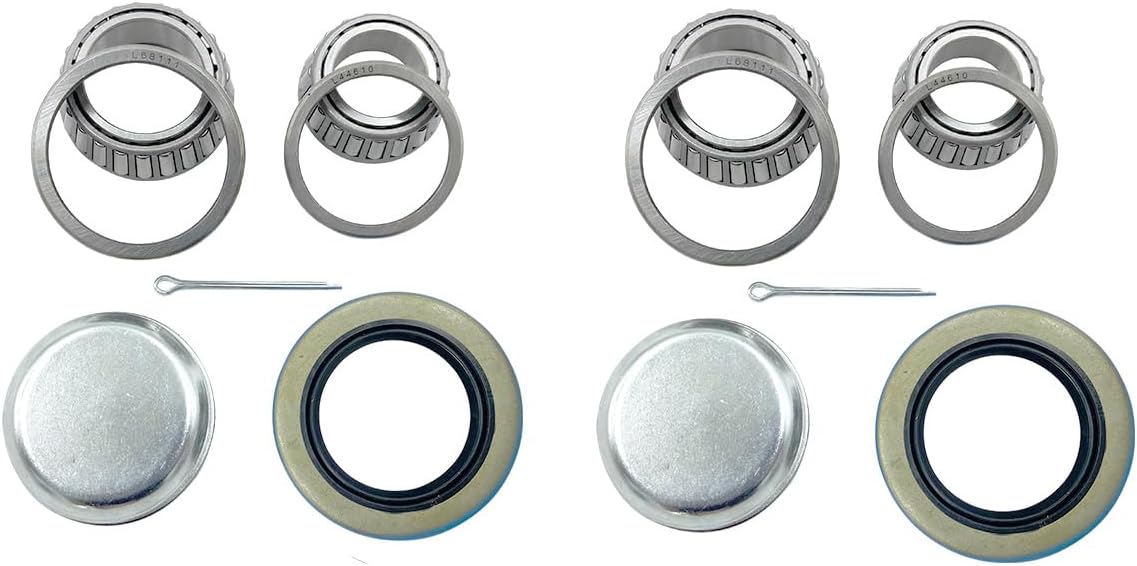 L44649 L68149 Trailer Bearing Kits with 171255TB/10-19 Grease Seals, Spindle Tang Washer and Cotter Pins for 1.719'' Seals 84 Spindle,[4-Sets]
