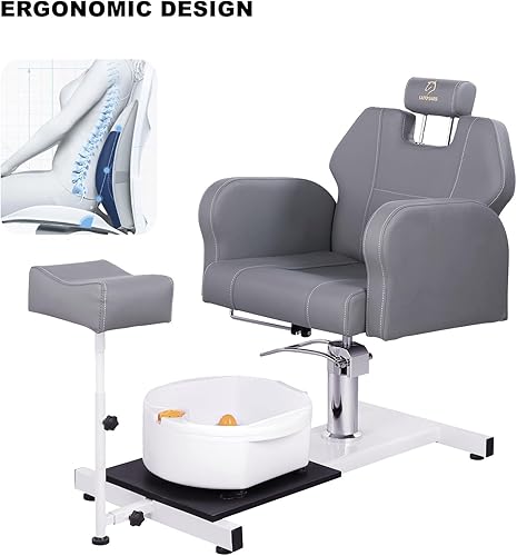 Miniatura 7 de Silla de pedicura para tecnología de uñas, sin estación de pedicura de fontanería con hidráulica resistente, silla de pedicura reclinable con altura