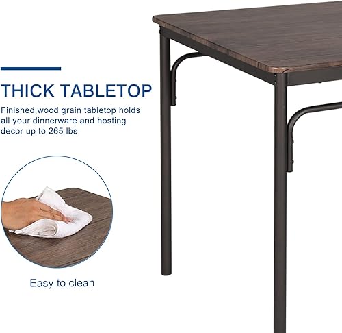 Miniatura 5 de VECELO Juego de mesa de cocina de 5 piezas para comedor, comedor, rincón de desayuno, estilo industrial, asientos para cuatro, color marrón