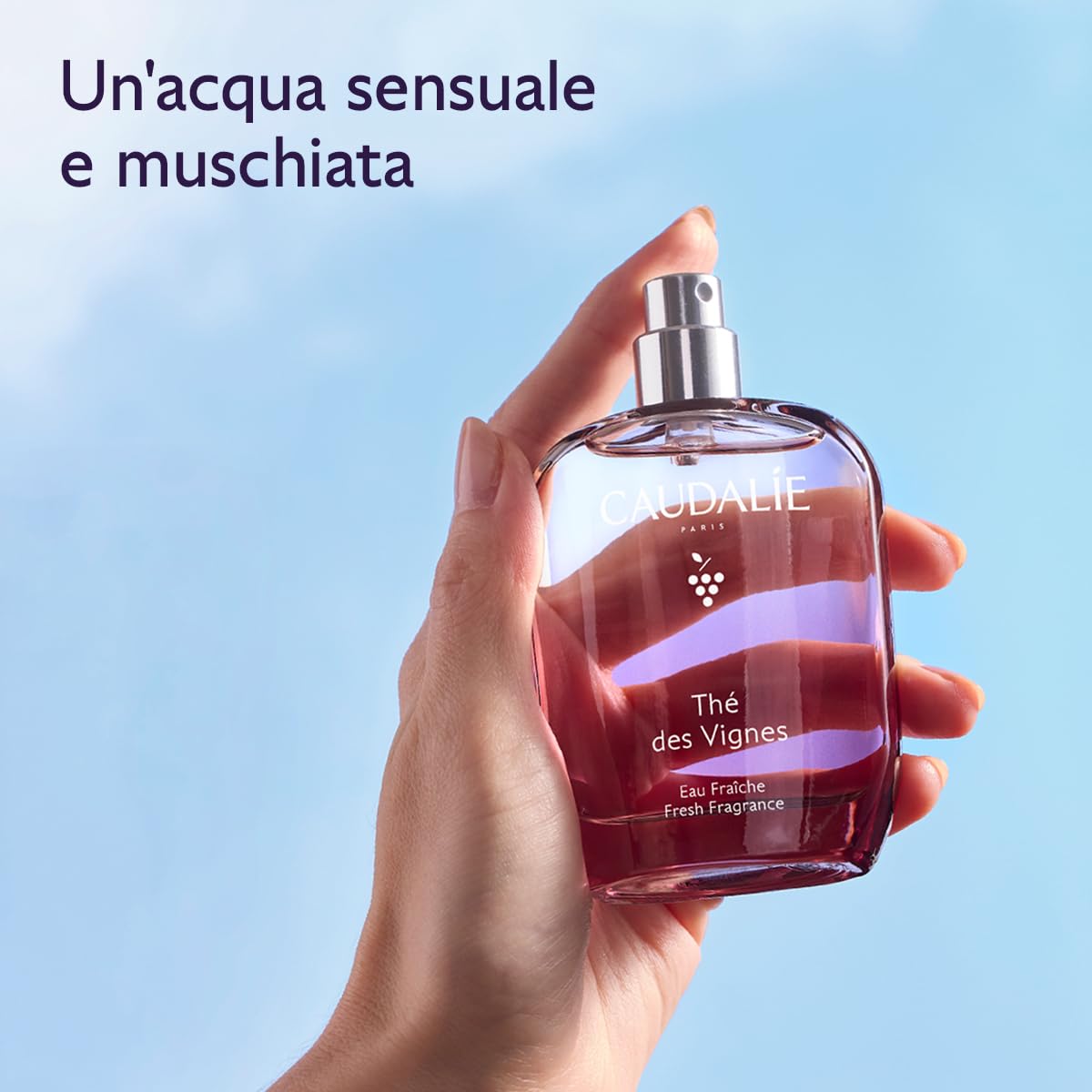Caudalie Acqua Profumata Thé des Vignes – Fragranza Dolce e Sensuale, Note di Zenzero Neroli e Muschio Bianco, 92% Ingredienti di Origine Naturale, Senza Coloranti, Vegano, 50 mL