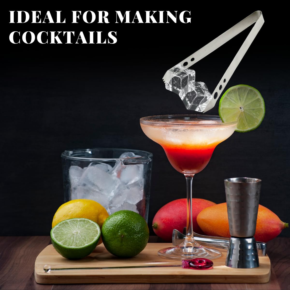Bab Louie & Co. Double-Wall 1.8 L Insulated Stainless Steel Ice Bucket with Tong for Cocktail Bar, Elegant Black Ice Bucket for Cocktail Bar, Ice Buckets for Parties with Lid - Image 6 thumbnail