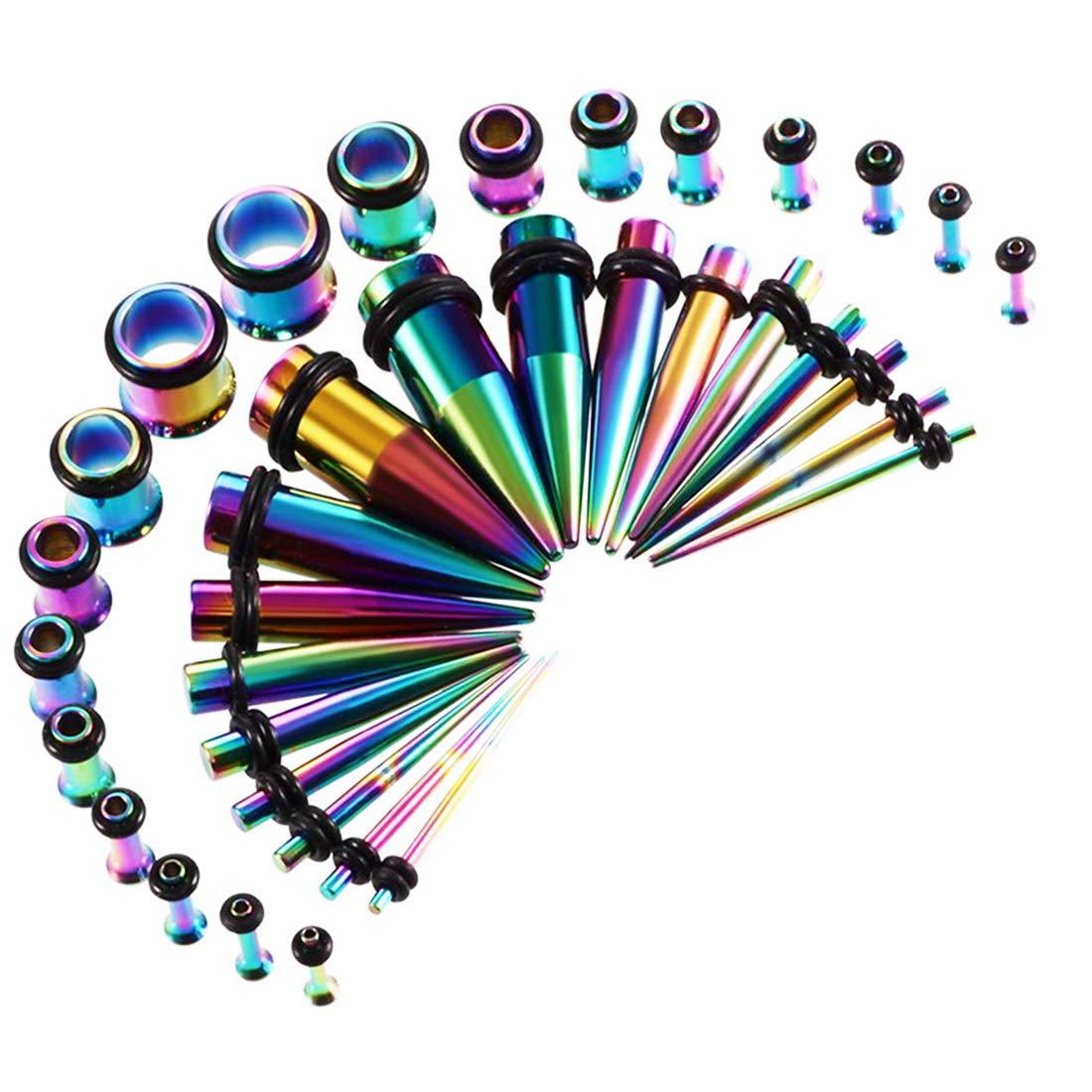 BOOM Kit 36 Pièces Écarteurs Oreilles Stretchers 1.6mm à 10mm - Acier Chirurgical Inoxydable