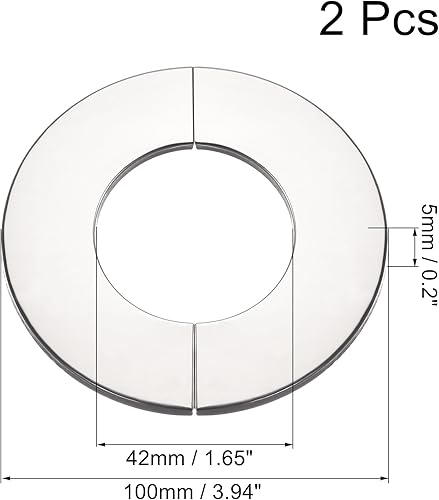 Miniatura 2 de uxcell Brida dividida de pared, placa redonda de acero inoxidable para tubo de 1.654 in de diámetro, 2 unidades