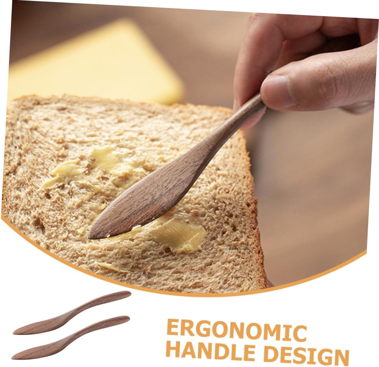 2pcs Wooden Butter Spreaders with Ergonomic Handle for Jam