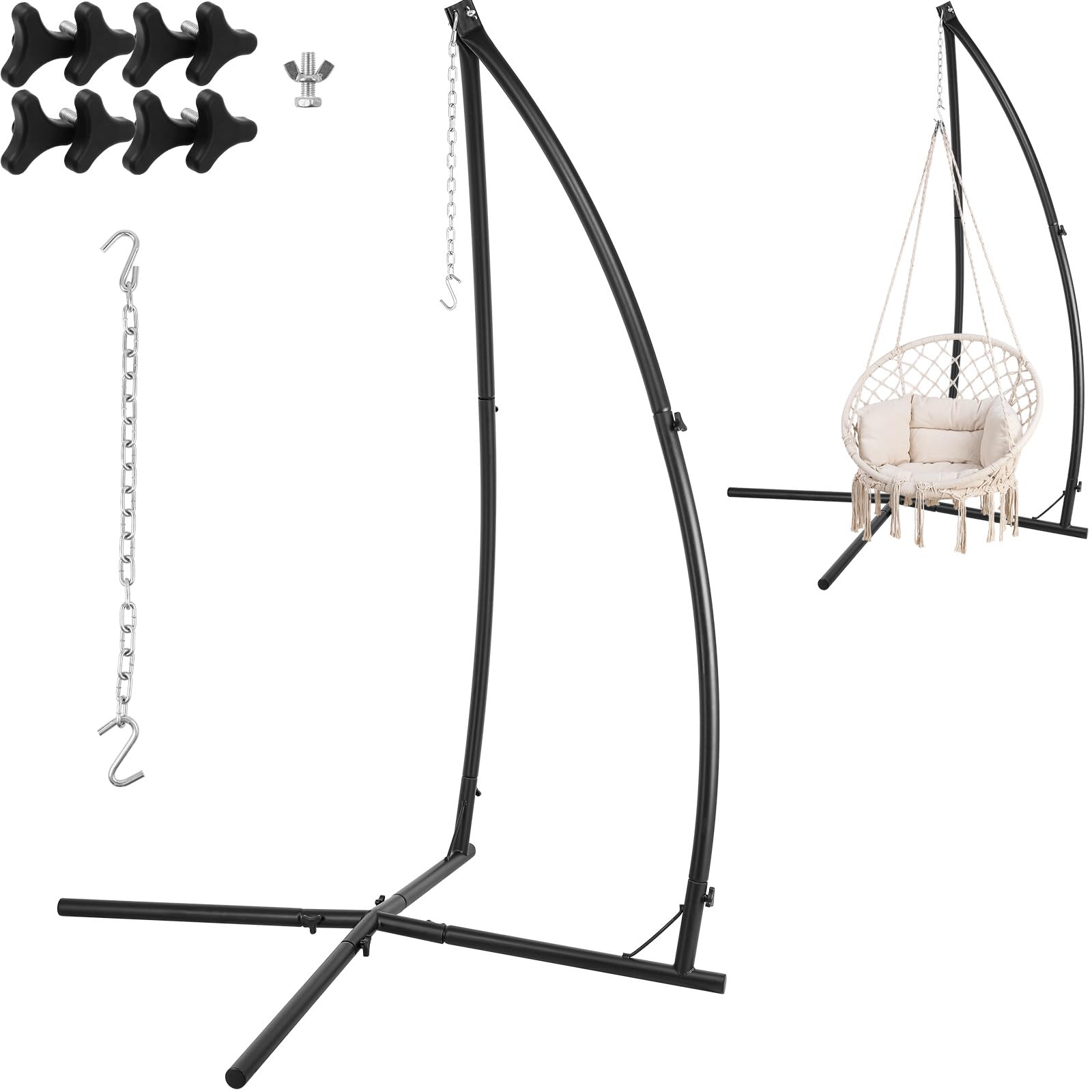 Support Hamac Chaise Suspendue Réglable Hauteur Crochets 110 kg Balcon