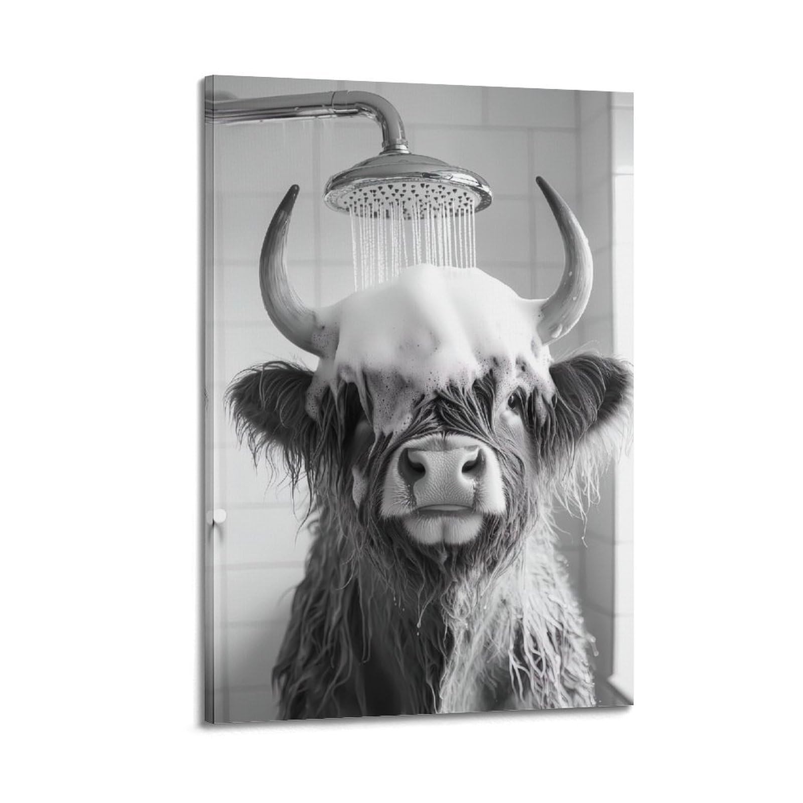 ESTE Funny Highland Cow Bathroom Artwork Poster Decorative Painting Canvas Modern Art Picture 20x30inch(50x75cm)