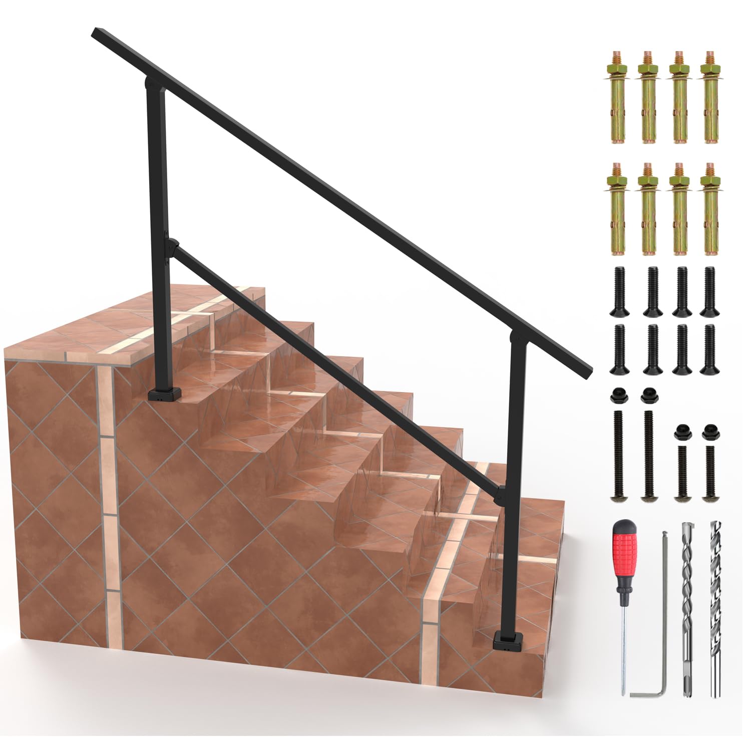 Snapklik.com : 6-7 Step Stair Handrails For Outdoor & Indoor, Wrought