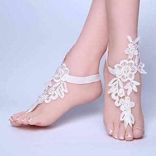 Bridal Lace Anklets Sexy Lace Barefoot Sandals Beach Wedding Bridal Anklet Prom Party Bellydance Accessories
