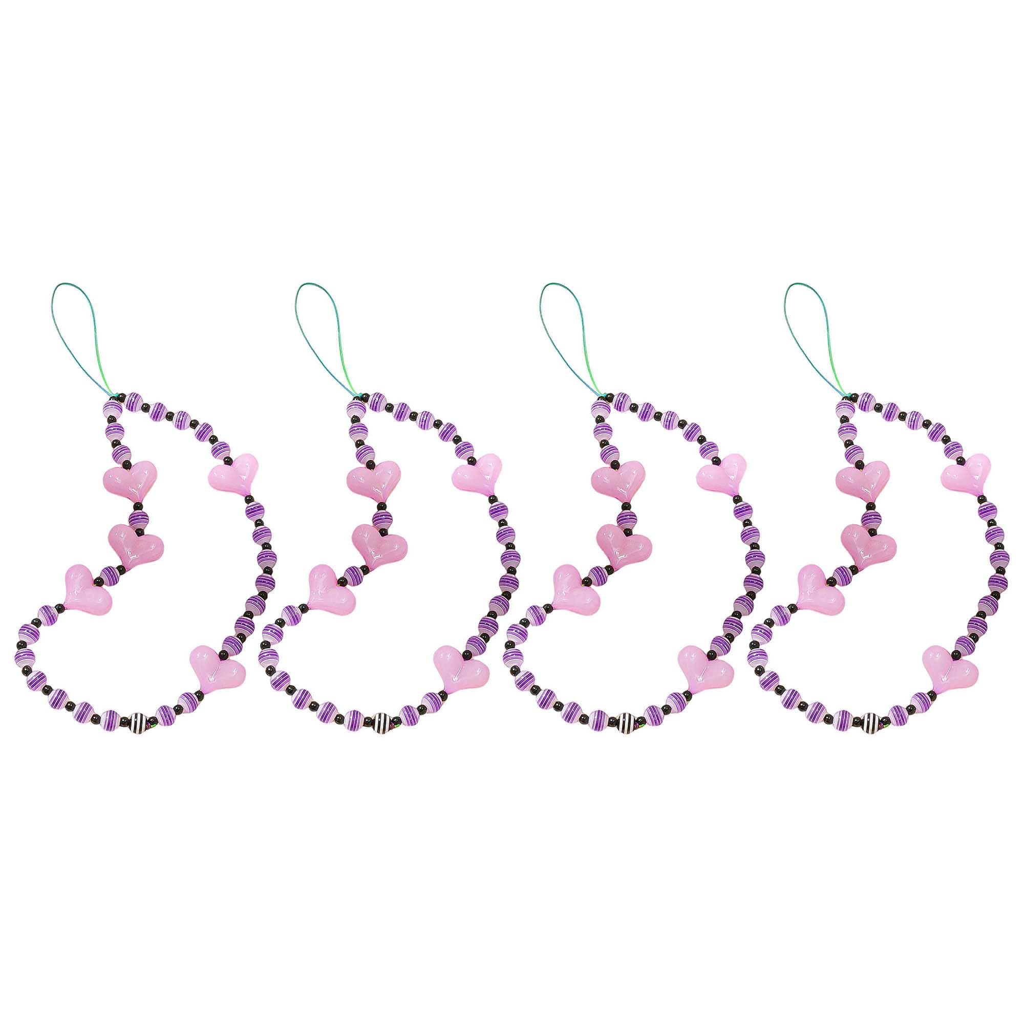 Staqlo 4PCS Handmade Heart Beads Phone Charm - Cute Colorful Phone Bracelet Lanyards and Wrist Straps zlax-2222