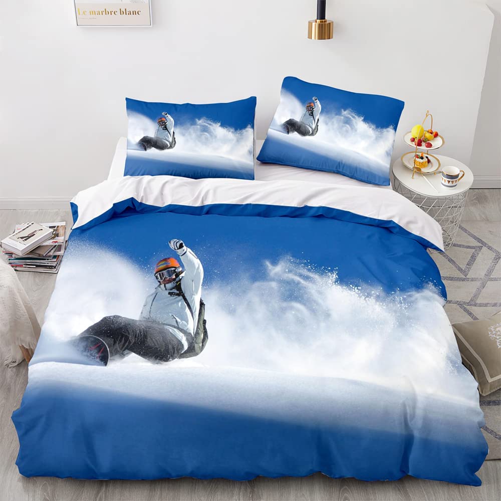 Housse de couette confortable 240x260 ski avec 2 taies d'oreiller 65x65