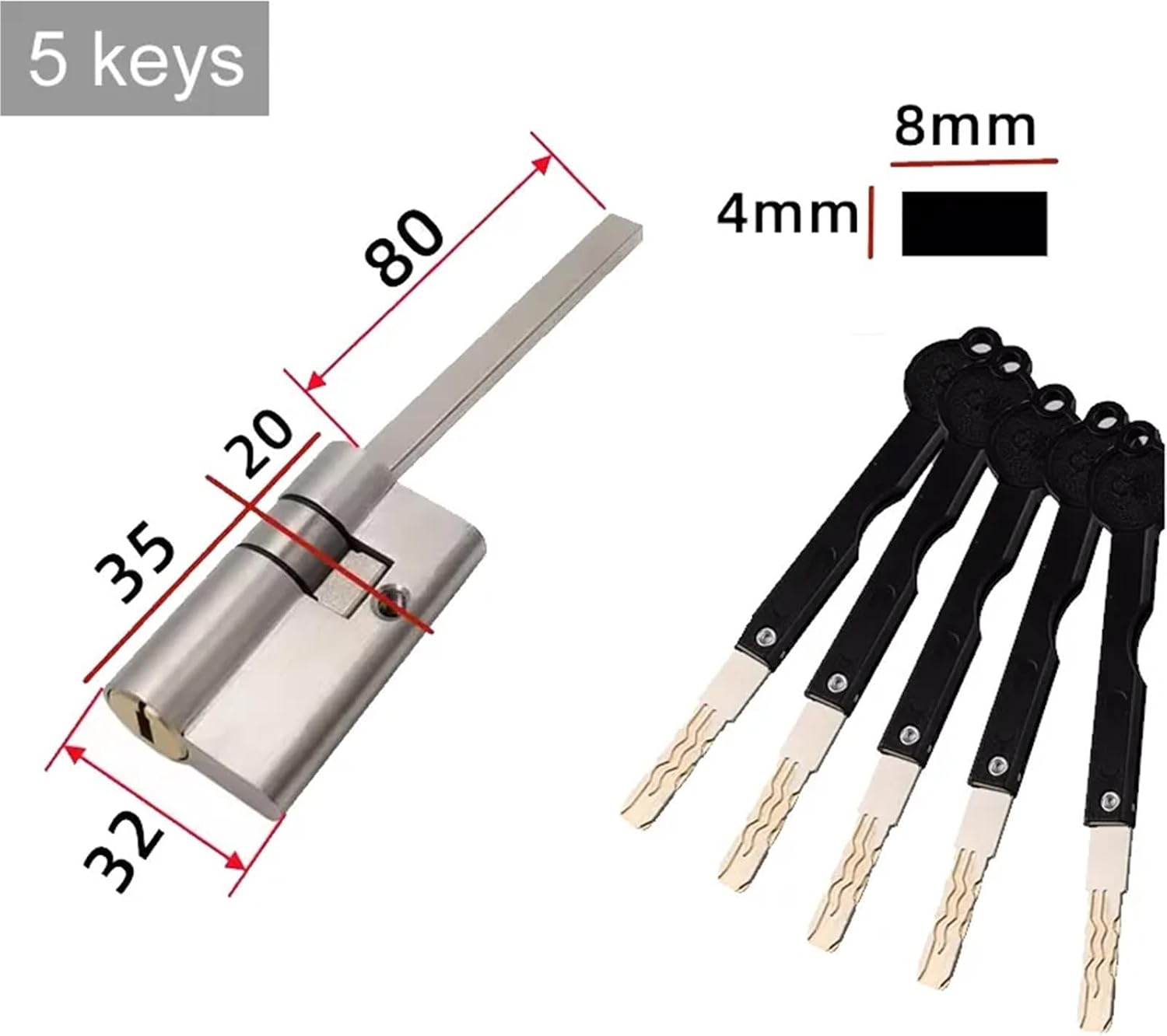 Stainless Steel Automatic Fingerprint Lock Cylinder C-Class 1Pcs(with 5keys)