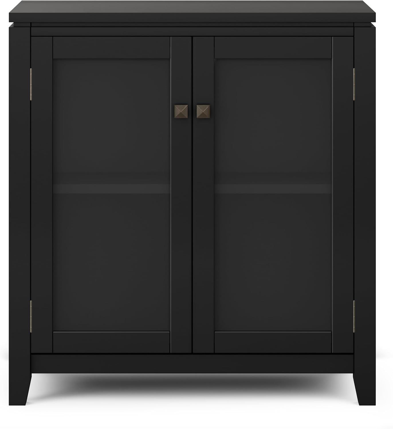 SIMPLIHOME Cosmopolitan Solid Wood 30 inch Storage Cabinet in Black (Set of 2) for the Living Room, Entryway and Family Room
