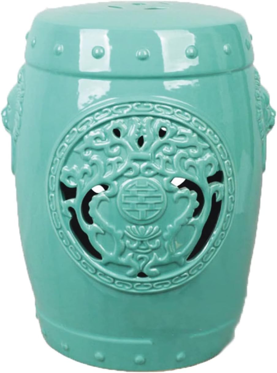 Decorative Garden stools, Ceramic Drum Stool, Dressing Stool, Chinese Round Pier, Ceramic Chair, Garden Pavilion Stool, Home Decoration.(Khaki)